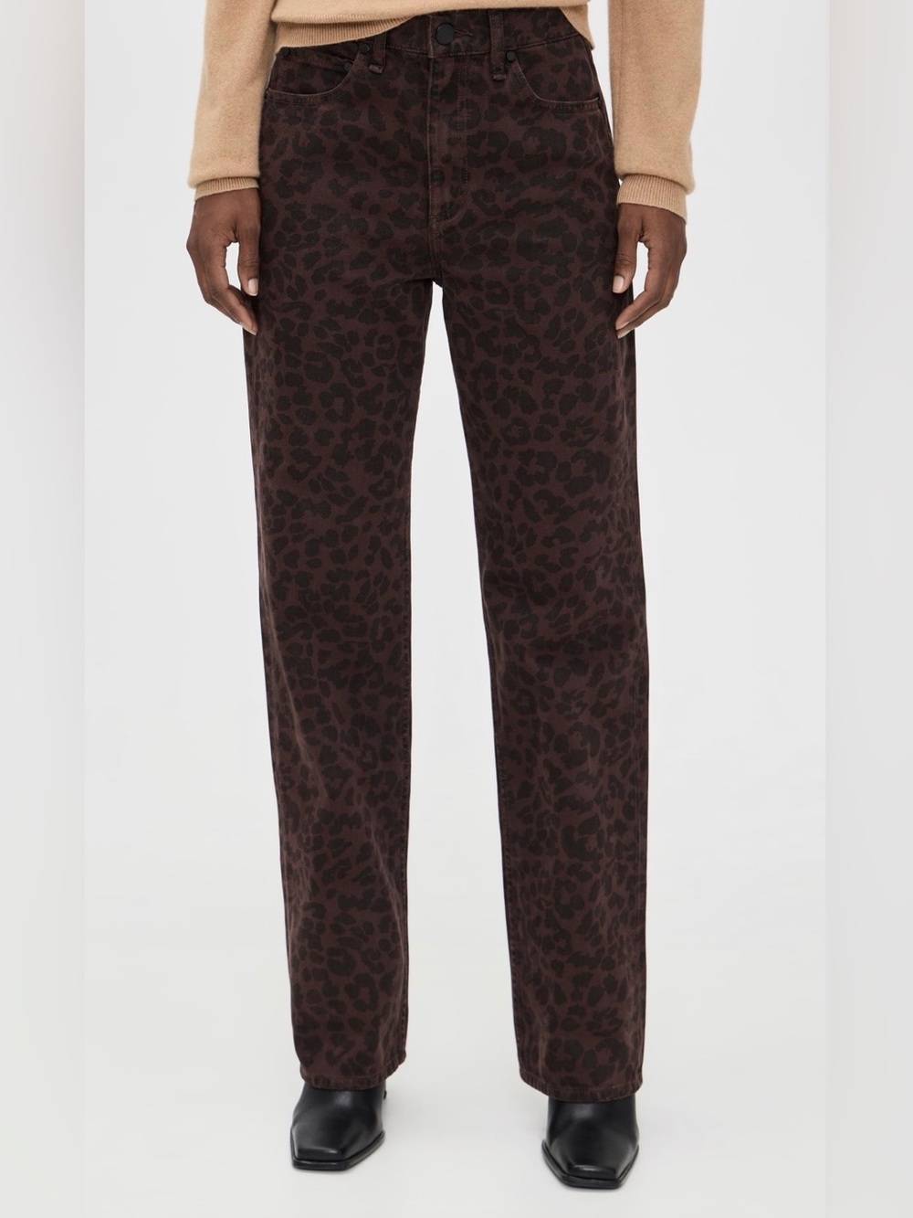 Rag & Bone Shea Jeans Women's 25 High Rise Relaxed Straight Espresso Leopard